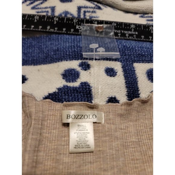 Bozzolo Beige Long Sleeve Button Up Crop Blouse Size S - Picture 5 of 5